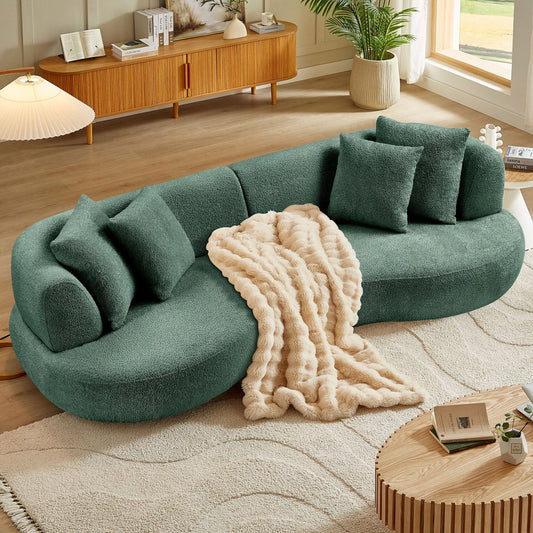 Modern green Sectional Curved Sofa Couch, Comfy Sofa for Living Room