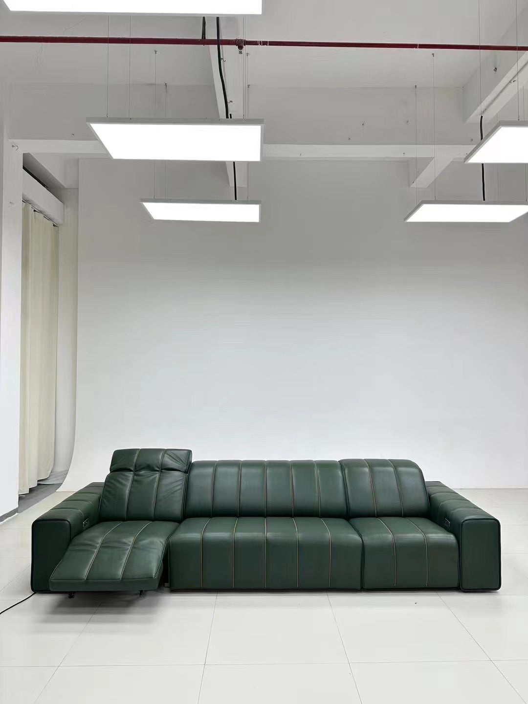 Green leather recliner sofa couch