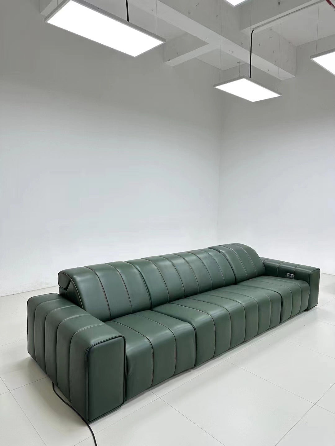 Green leather recliner sofa couch