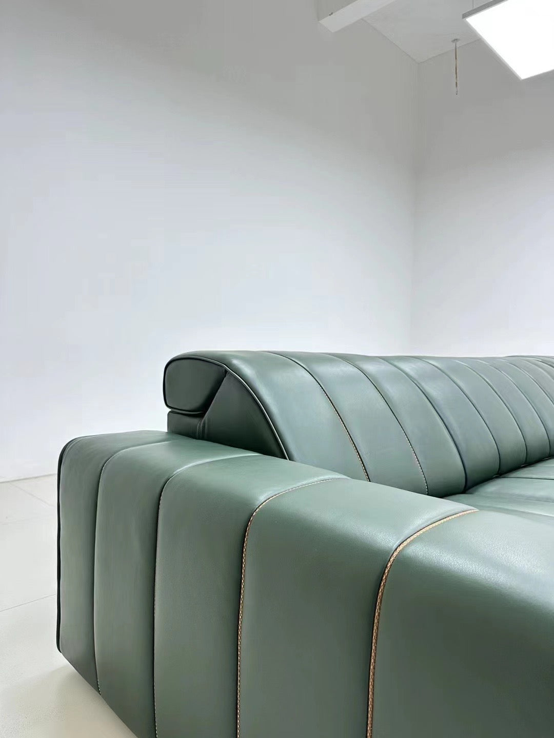 Green leather recliner sofa couch