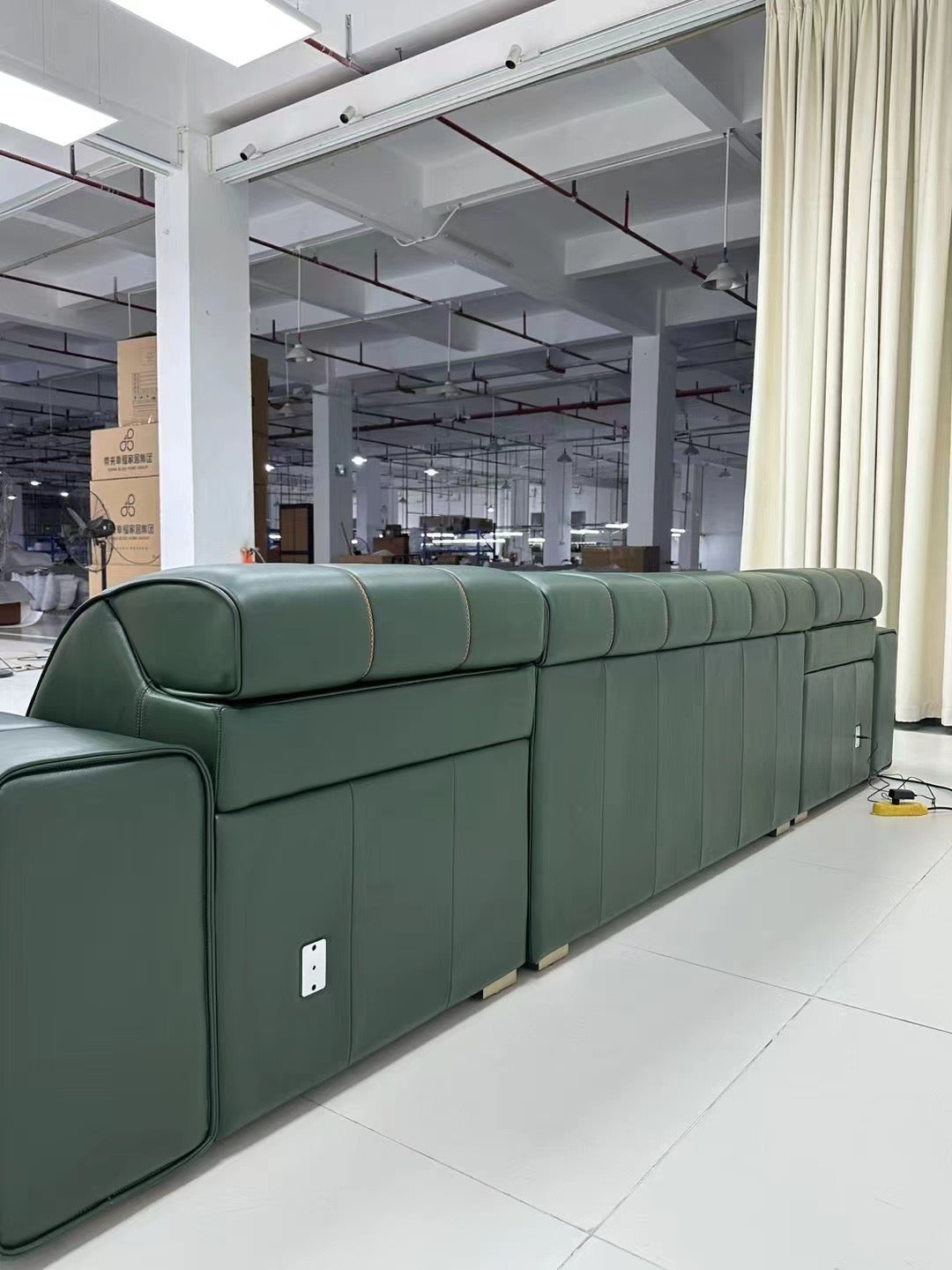 Green leather recliner sofa couch