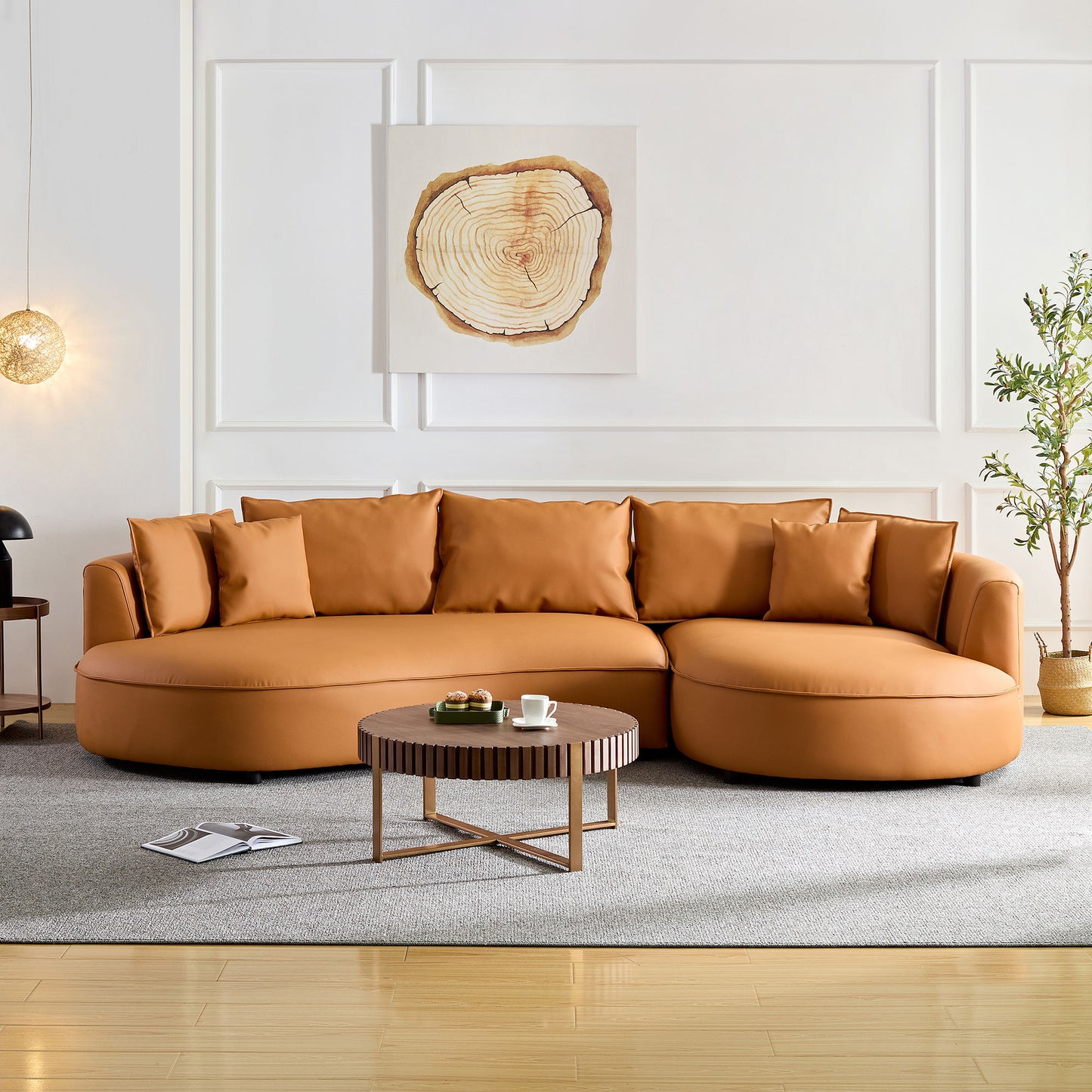 Modern Sectional crescent round curved Sofa Couch for Living Room
