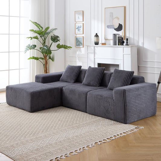 Modern Minimalist Modular Sectional Sofa dark grey